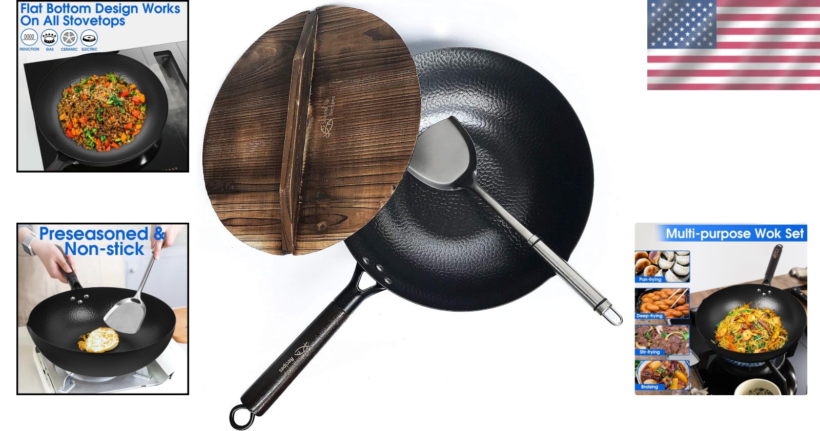 Scratch-Resistant Wok Set with User Guide