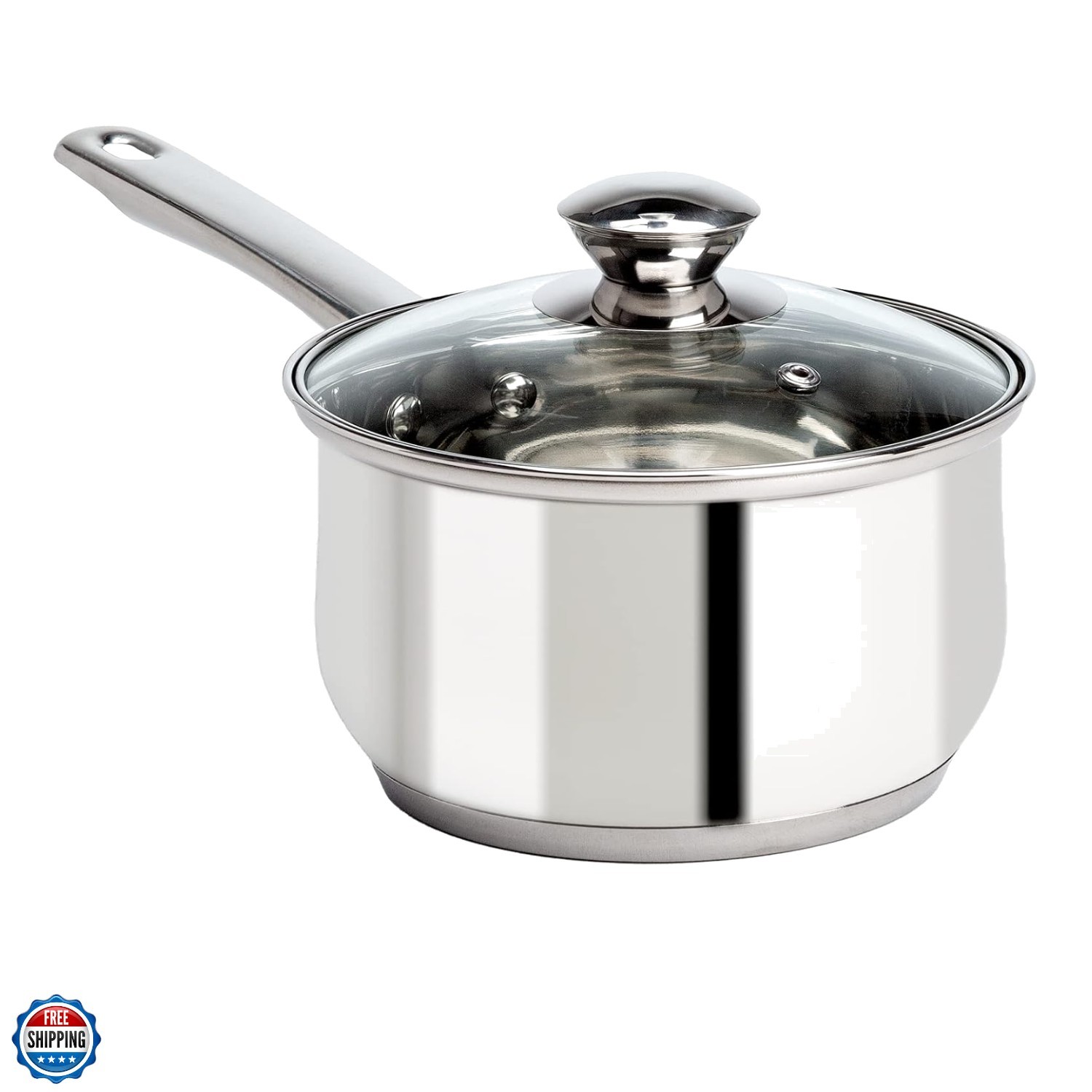 Stainless Steel Sauce Pan, Encapsulated Induction Ready Cooking Pot with Glas…