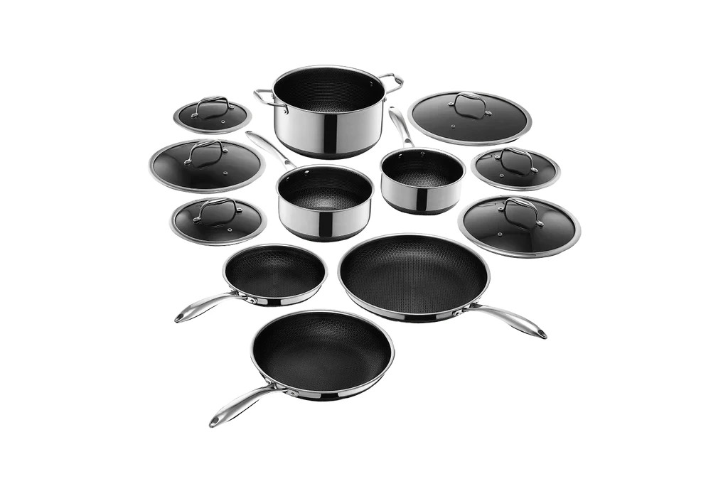 HexClad 12-Piece Hybrid Cookware Set – Premium Professional Pots & Pans One Chip