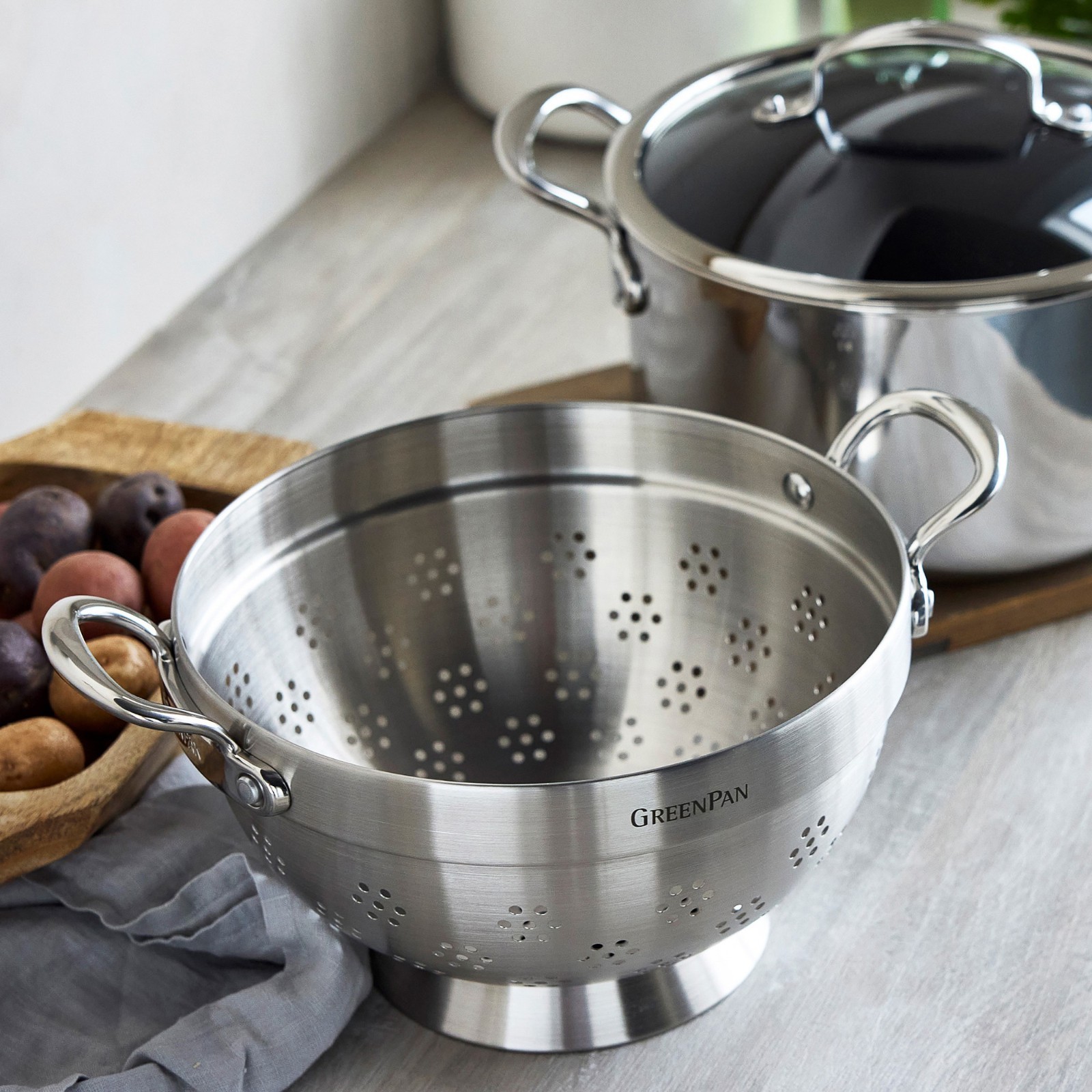 GreenPan Premiere Max Stainless-Steel Ceramic Nonstick Steamer Multipot, 6-Qt