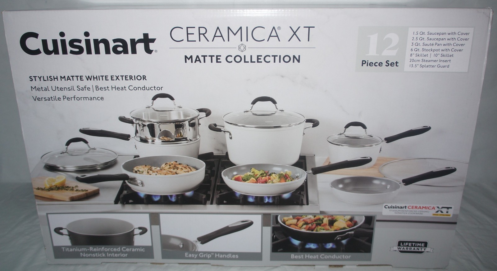New Cuisinart Ceramica XT Matte Collection Ceramic Nonstick 12-pc. Cookware Set