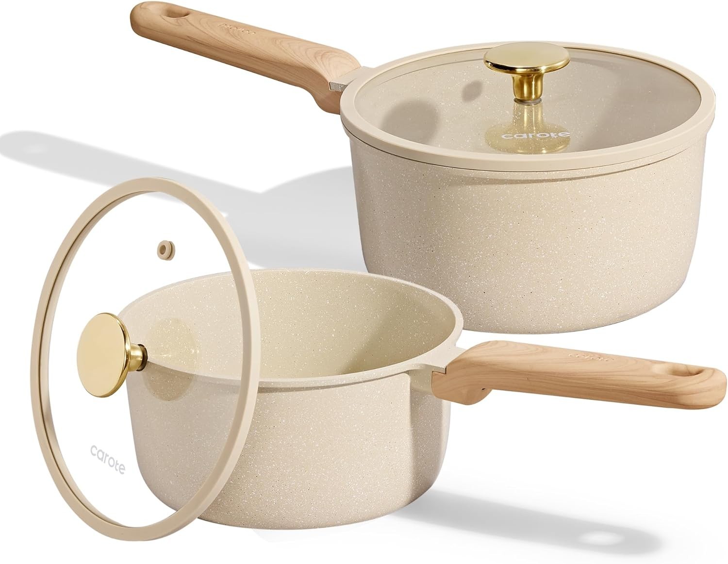 1.6Qt & 3.0Qt Sauce Pan Sets with Lid Ceramic Nonstick Pot Set Non Toxic Sauc…