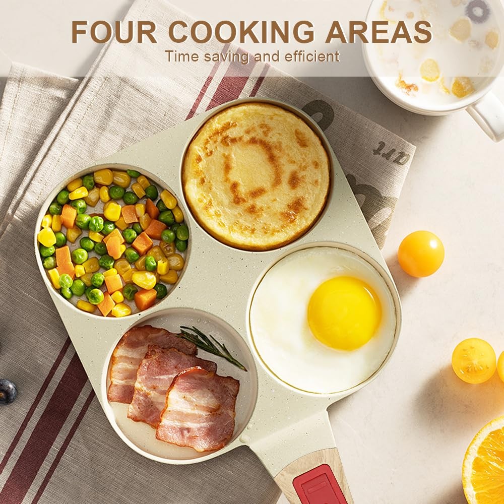 Egg Pan Induction, Non Stick 4 Cup Pancake Pan with Detachable Handle Burger …
