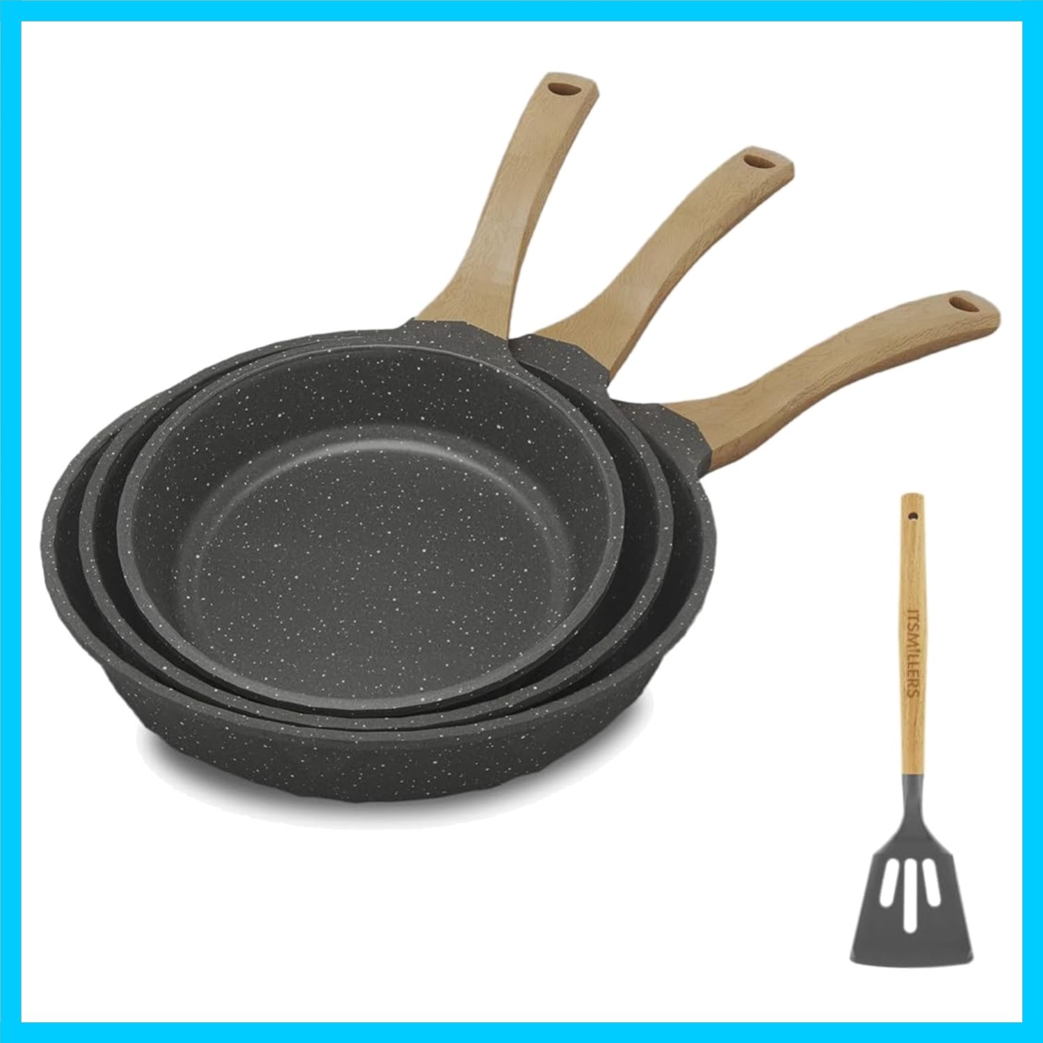 Kitchen Nonstick Cookware 3 Piece Omelette Pan Skillet Set, Nonstick Die-cast…