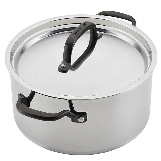 KitchenAid 5 Ply Clad Stainless Steel 9-Piece Cookware Set, Polished Stainless S