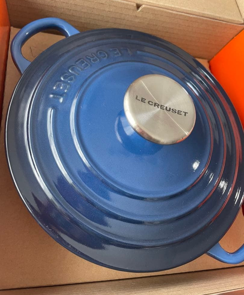 Le Creuset Cocotte Ronde 18cm 7″ 2qt Lapis Blue Silver knob Cast Iron