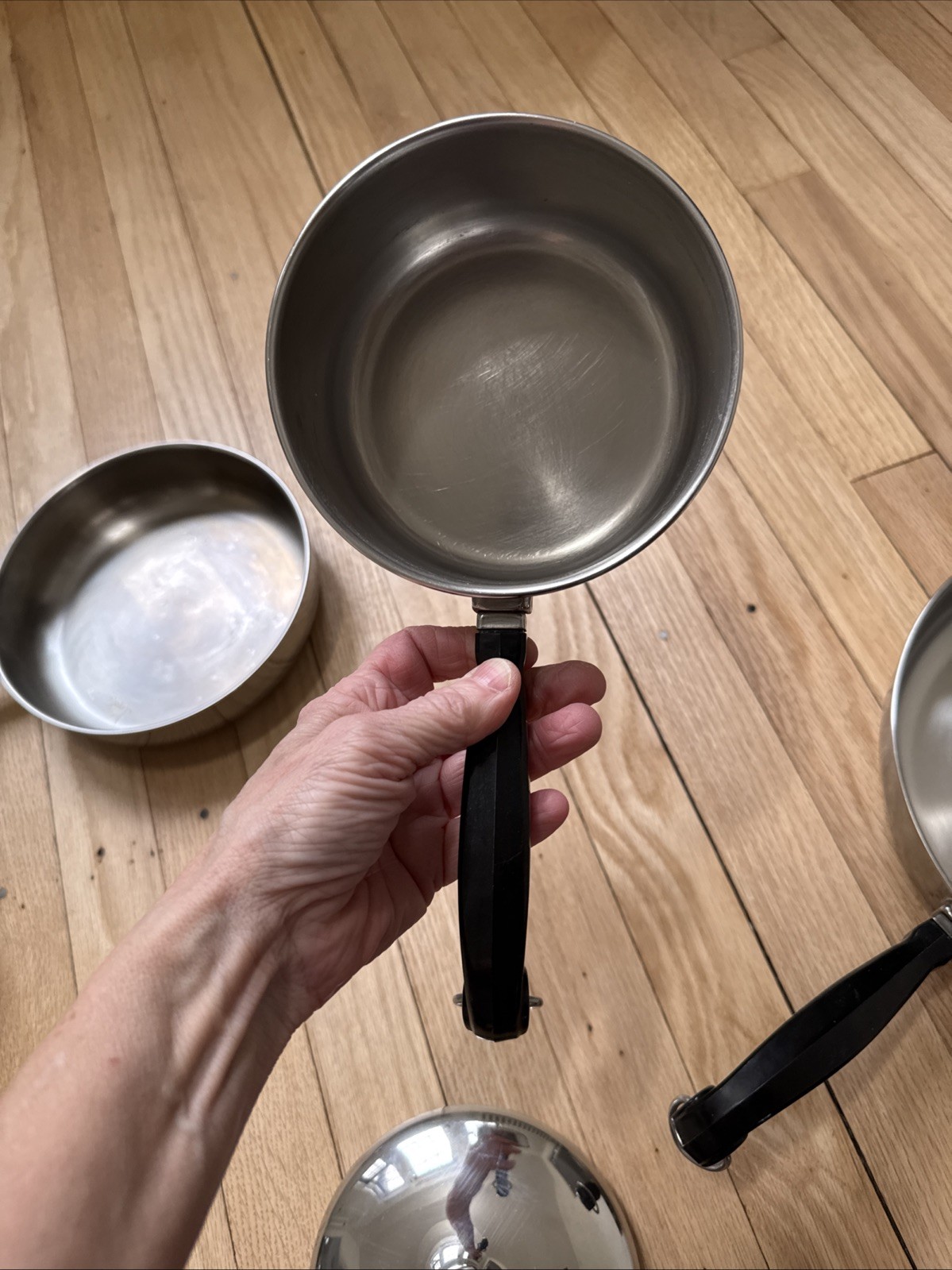 Faberware Aluminum Clad Stainless 8” 10” cooking pan skillet 1 qt Pot Lid Lot
