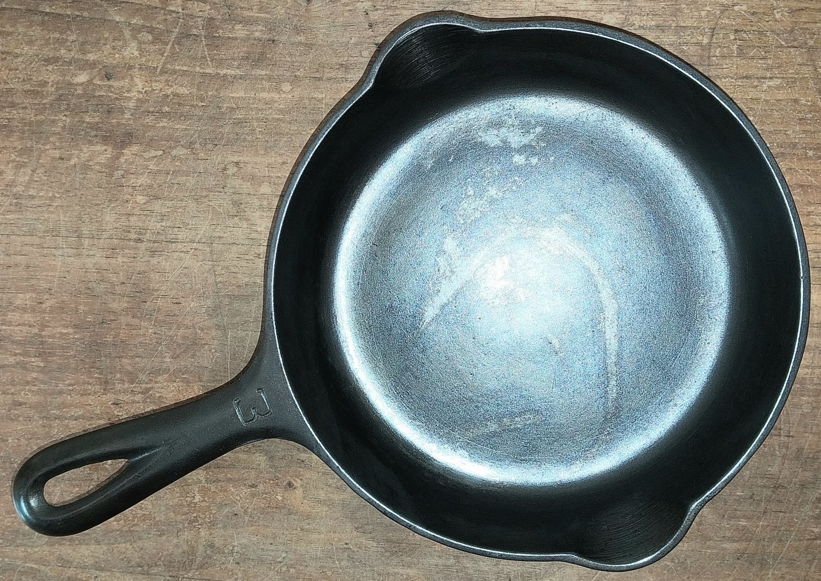 “NICE” 1930-1939 No.3 GRISWOLD 709 Large Block Logo Smooth Bottom Skillet “FLAT”