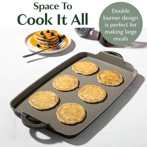 Goodful All-in-One Double Burner Griddle, Ceramic Nonstick, Durable Cast Aluminu