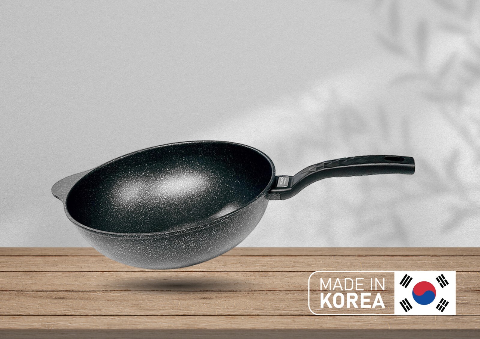 |MADE IN KOREA| 12.5″ 5 Layer Marble Coating Wok Non-Stick Cooking Frying Pan
