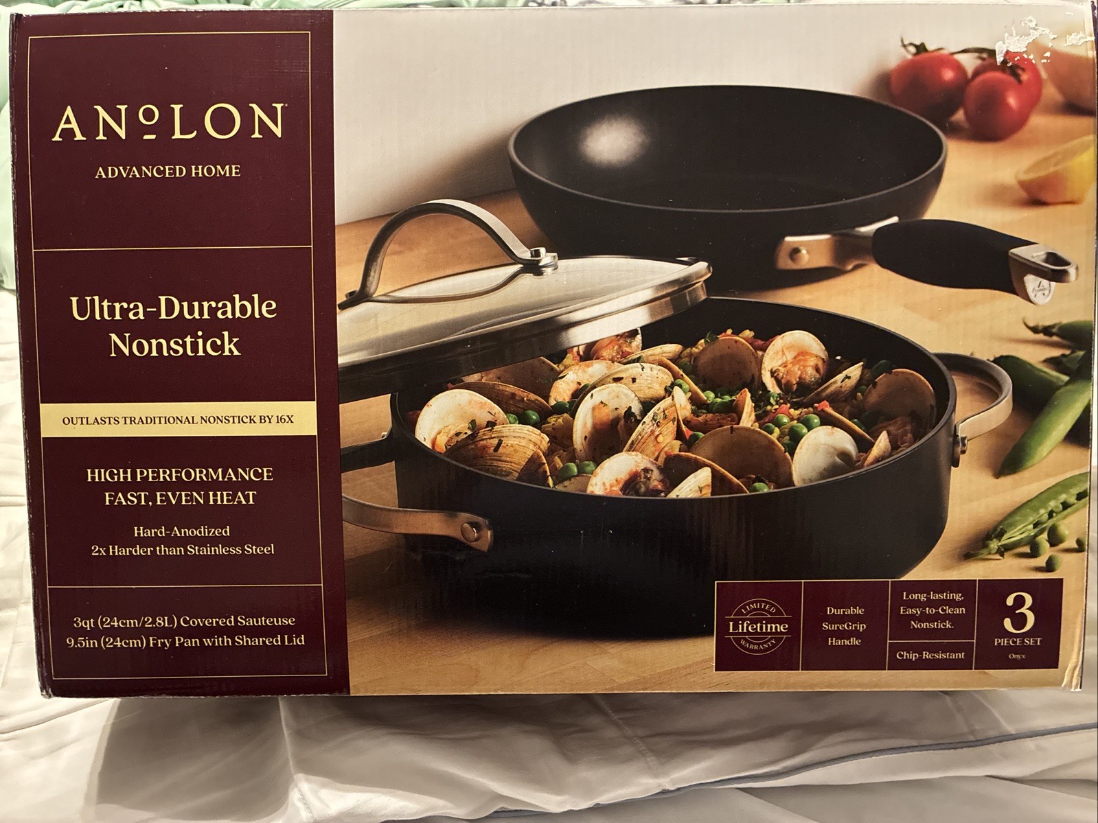 New Anolon Advanced Home Hard-Anodized Nonstick 3-Pc. Cookware Set