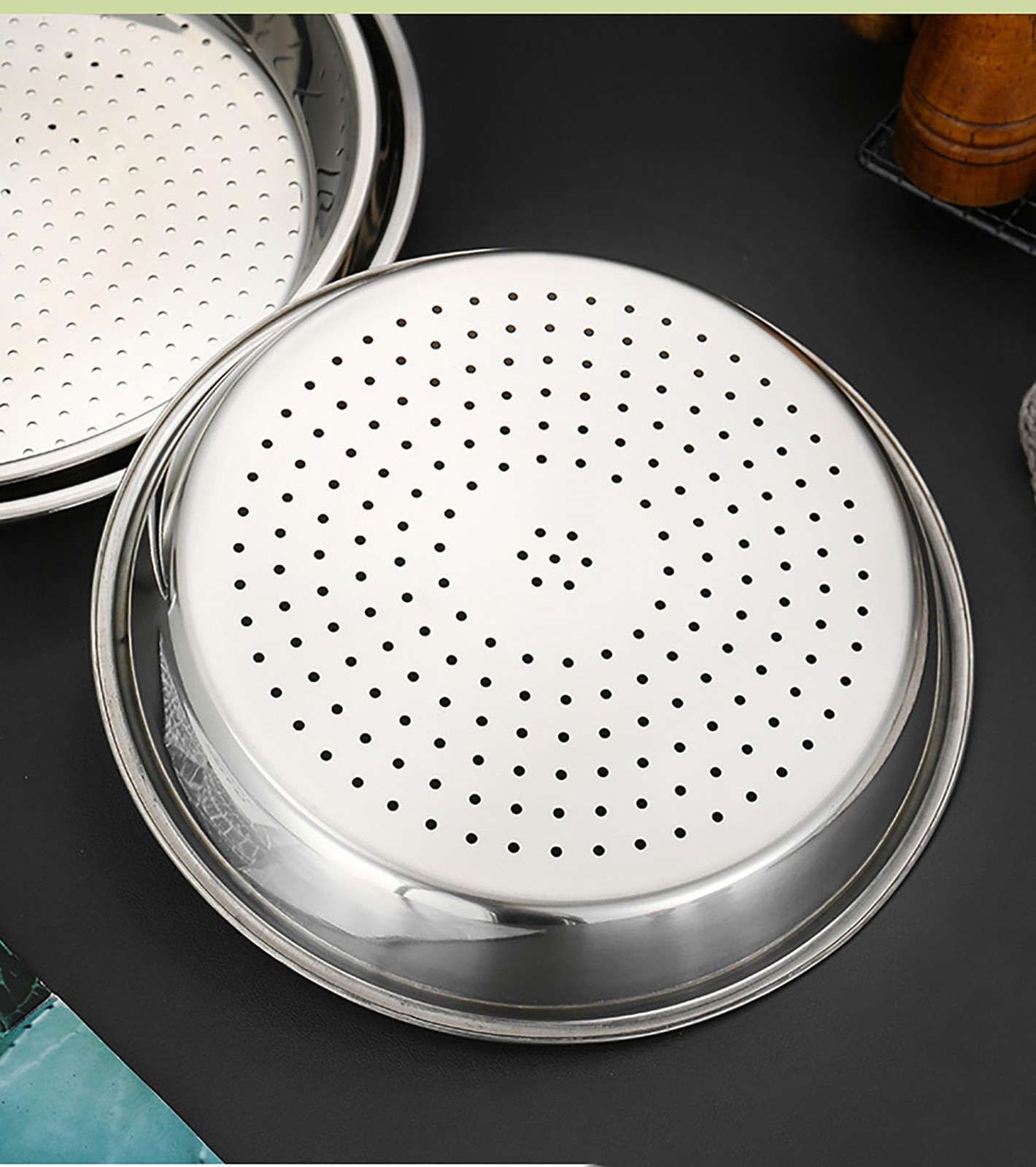 Steamer Plate 2 PCS 12.6 Inch Round Stainless Steel Steaming Net L Food Cooking