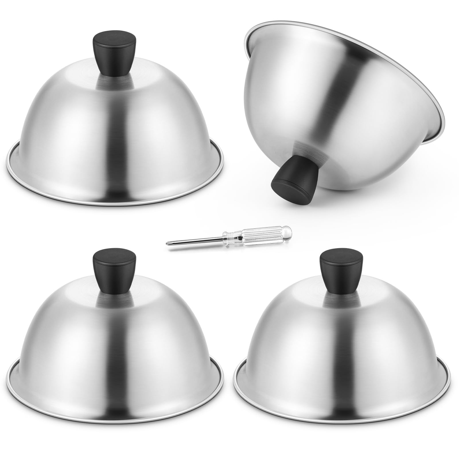 6 Inch Basting Cover, Stainless Steel Melting Dome Set of 4, Small Metal Stea…