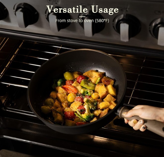 Astercook Non-Stick Pots and Pans Set, Healthy Non-Toxic Kitchen Set 19PCS