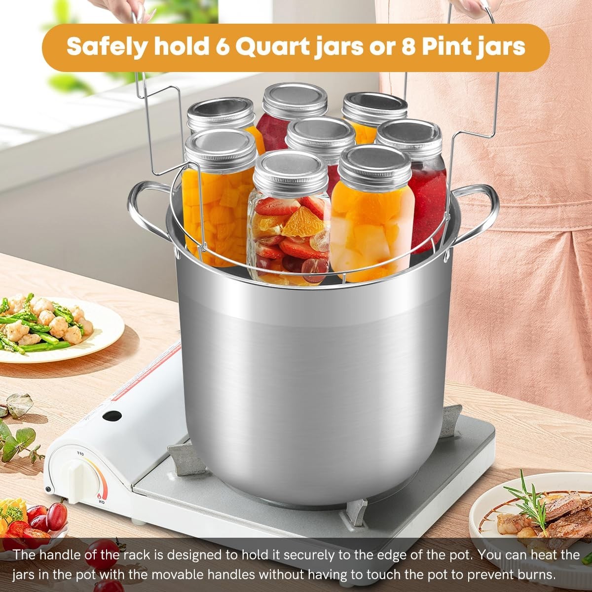 21.5 QT Stainless Steel Canning Pot Set with Lid, Rack & Tools – Water Bath Cann