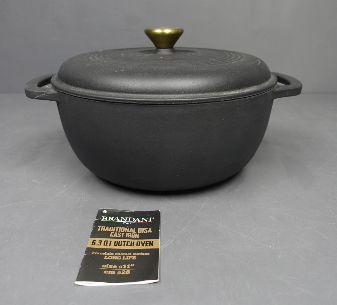 Brandani 6.3qt Matte Black 11″ Porcelain Enameled Dutch Oven Pot Cookware