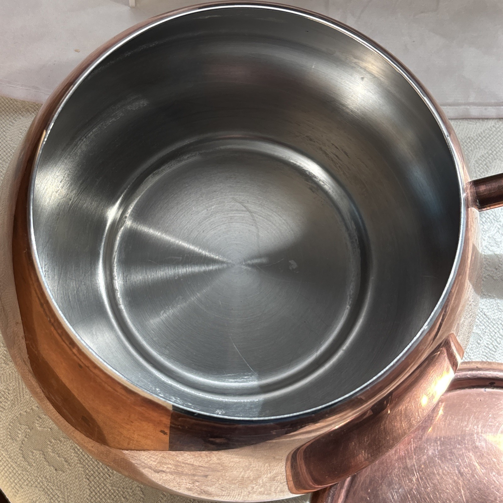 Vintage Spring Culinox Copper Fondue Pan Lids Sterno Burner Stand Forks Swiss