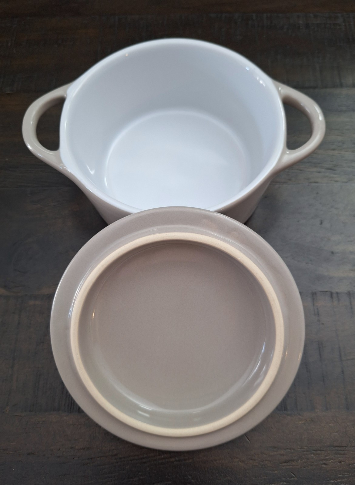 Mini Cocotte Dish with Lid Stoneware Taupe 3 1/2″H X 6 3/8″L X 4 5/8″W