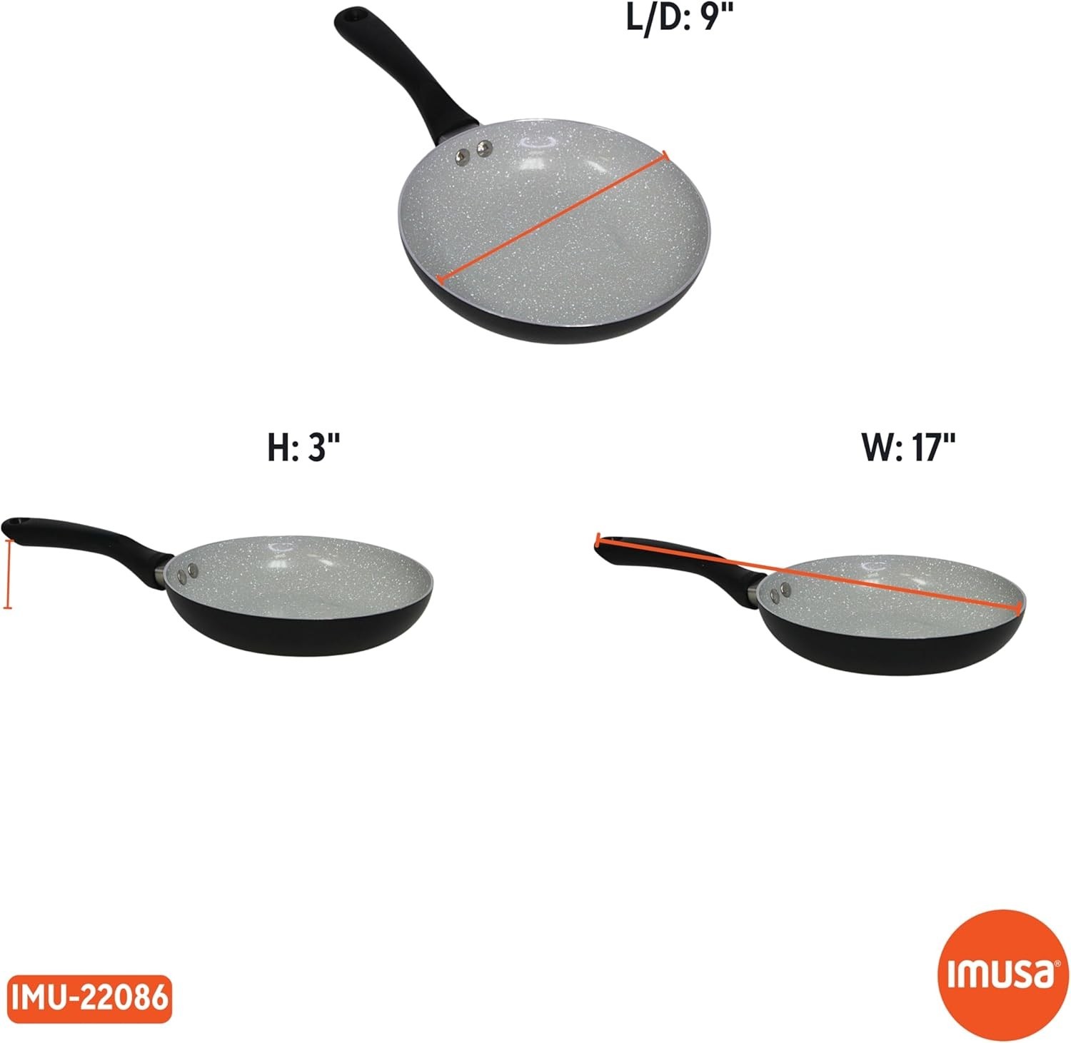 9.5-Inch Premier Ceramic Nonstick Fry Pan with Cool Touch Handle – Matte Black