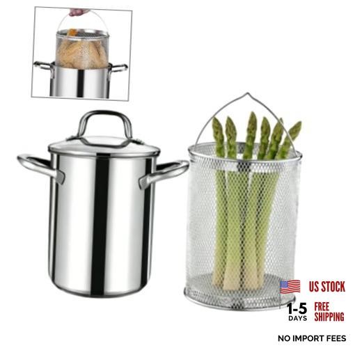 Asparagus Pot Stainless Steel Cooking Pot with Strainer and Lid 4L Pasta and