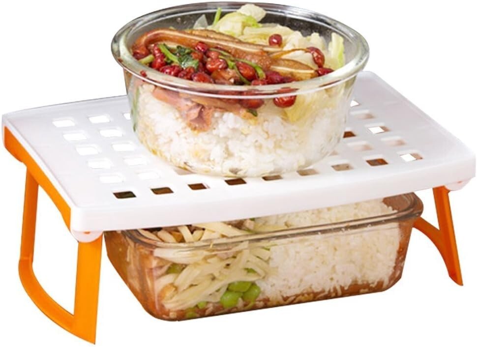 Multipurpose Foldable Microwave Oven Steam Rack Double Layer Dish Tray, Japan