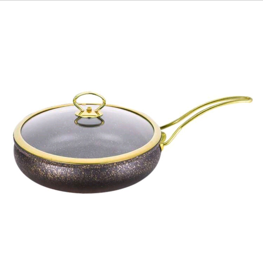 10-Piece Nonstick Metal Cookware Pan Set w/ Lids, Black/Gold, Gas, 20-28cm