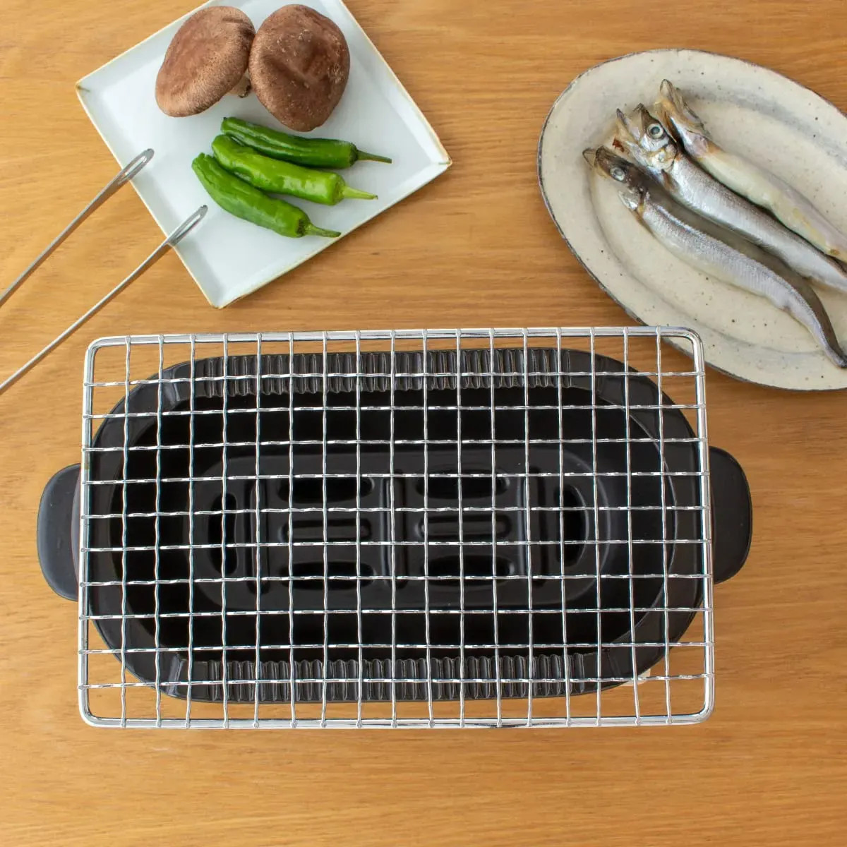 NEW Kamashika Tou Charcoal Grill Set Rectangular Black Made in Japan OR-60-2310