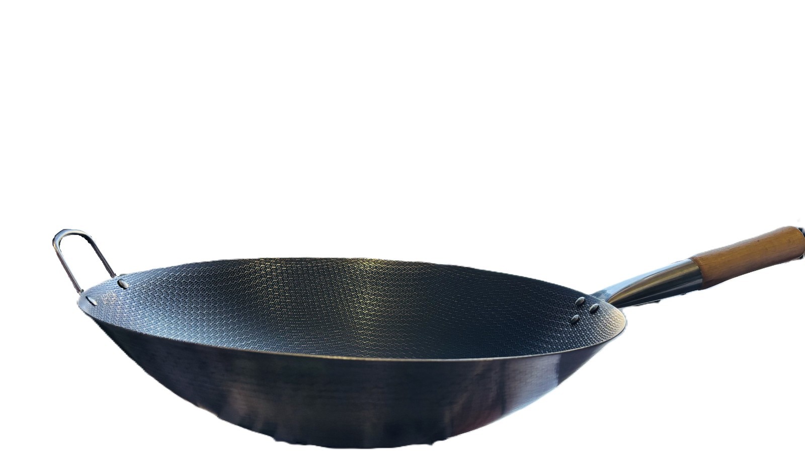 Steinless Steel Wok with Long Handle, 45cm Traditional Chinese Stir Fry Pan