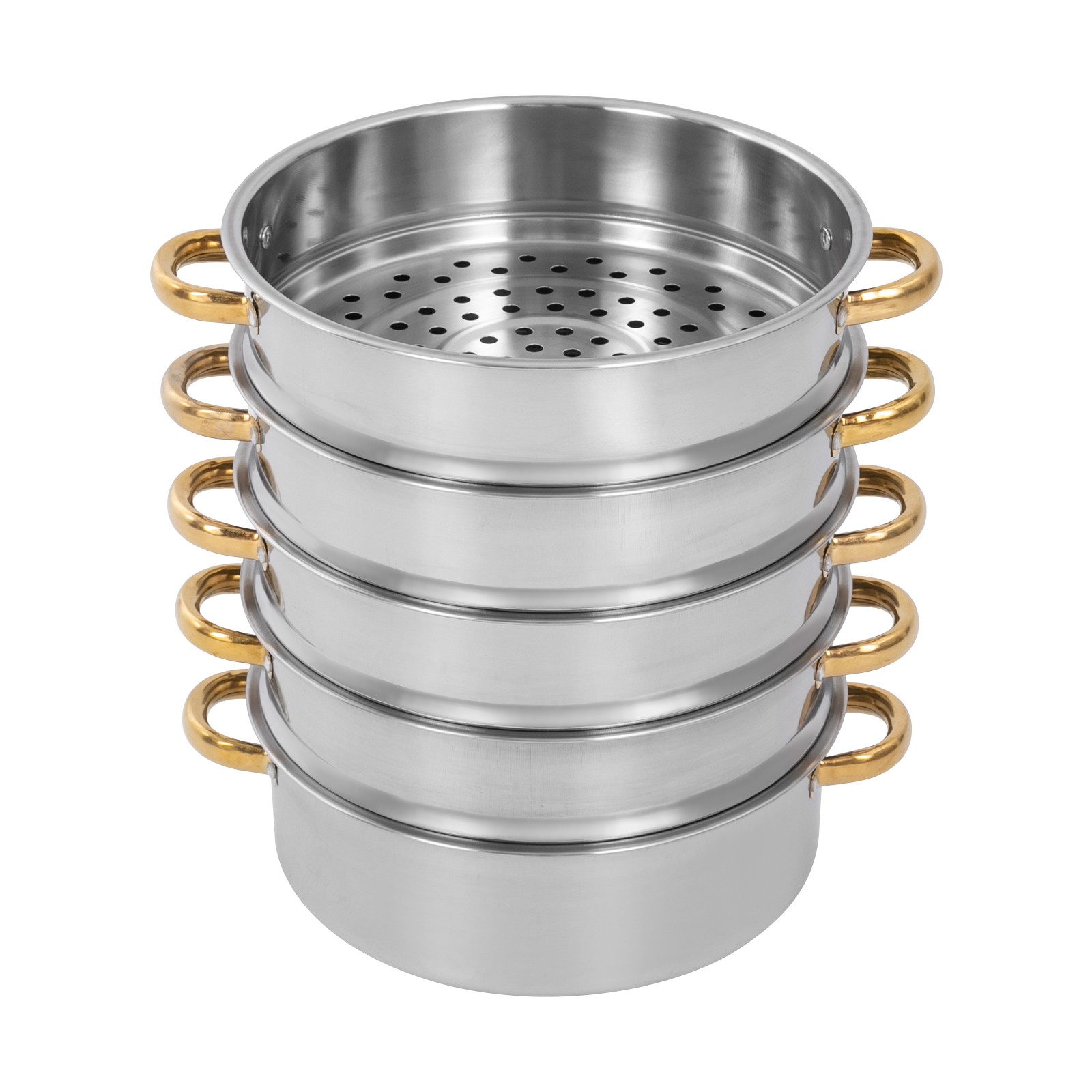 7.4QT Stainless Steel Steam Pot w/ 5 Tier Steamer Basket & Glass Lid for Cooking