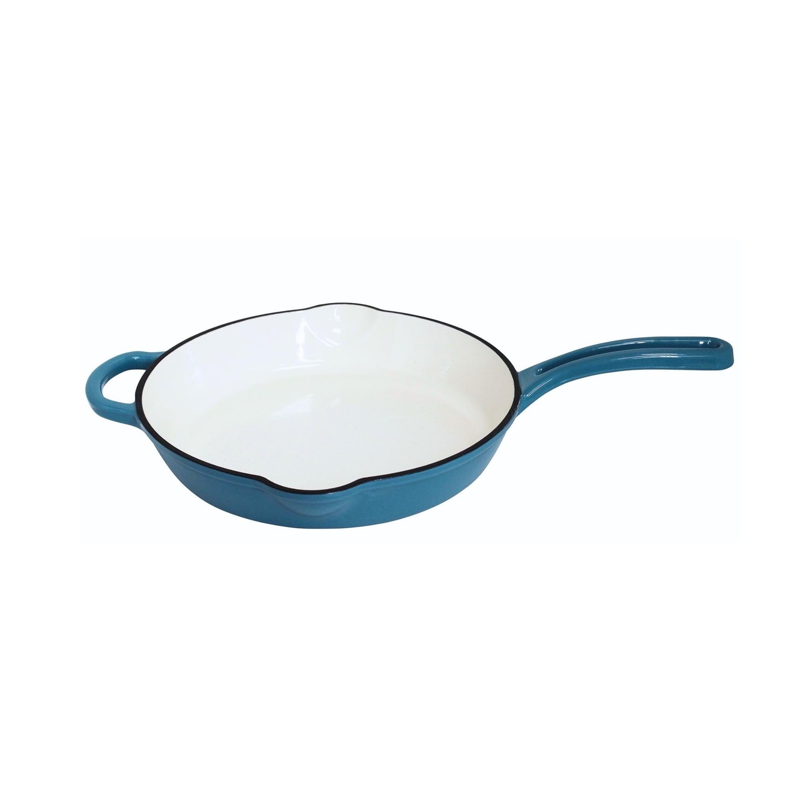 12-Inch Enamel Cast Iron Skillet with Helper Handle – Teal Cookware