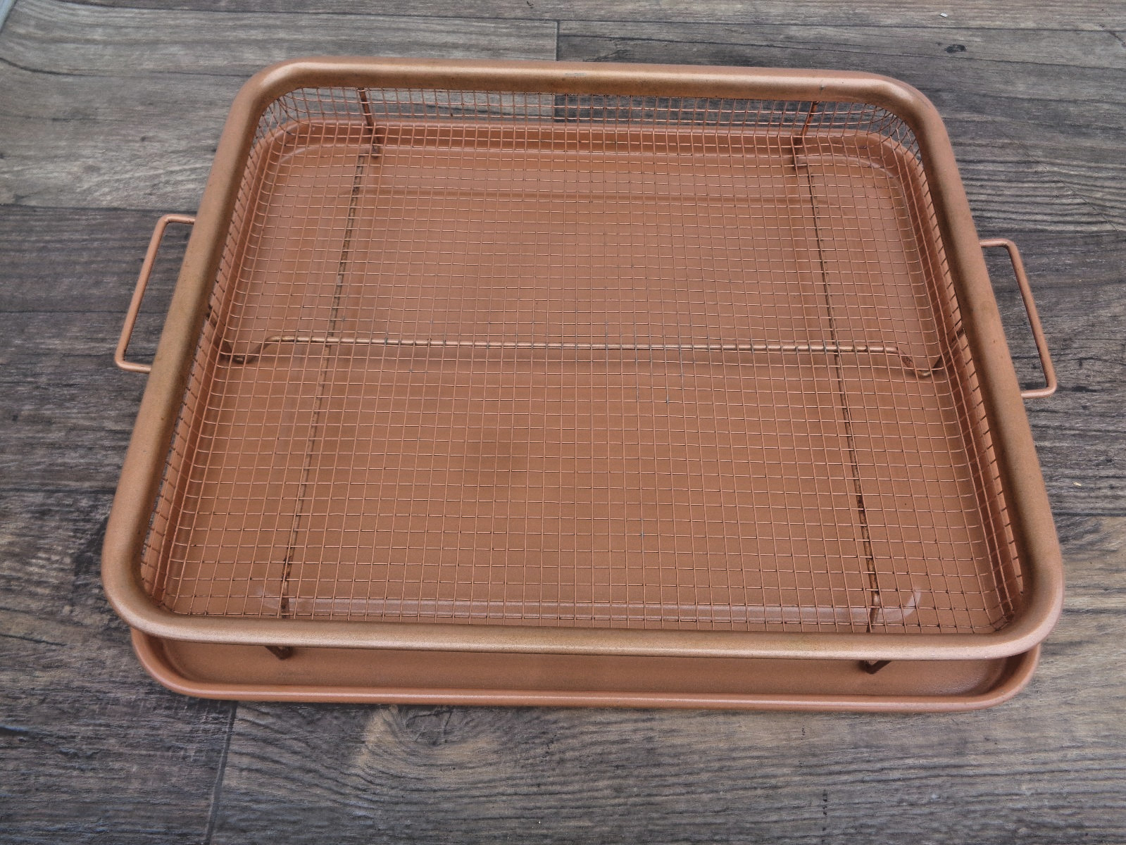 Copper Chef 2 Piece Oven Crisper Bakeware Set 12 x 10 Basket W/ Tray