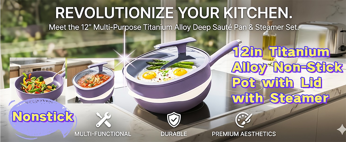12in Titanium Alloy Non-Sti Pot with Lid with Steer 2026 Upgrade