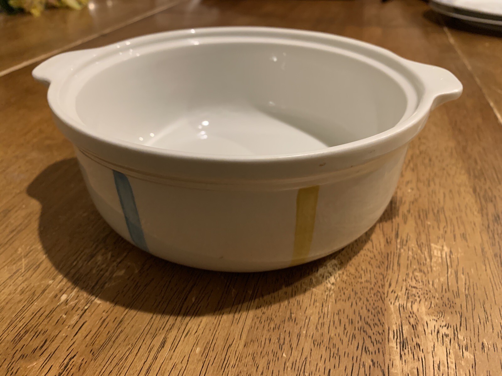 Vintage Multi Color Ceramic De Sphinx Parafeu Stripe Casserole Dish Holland MCM