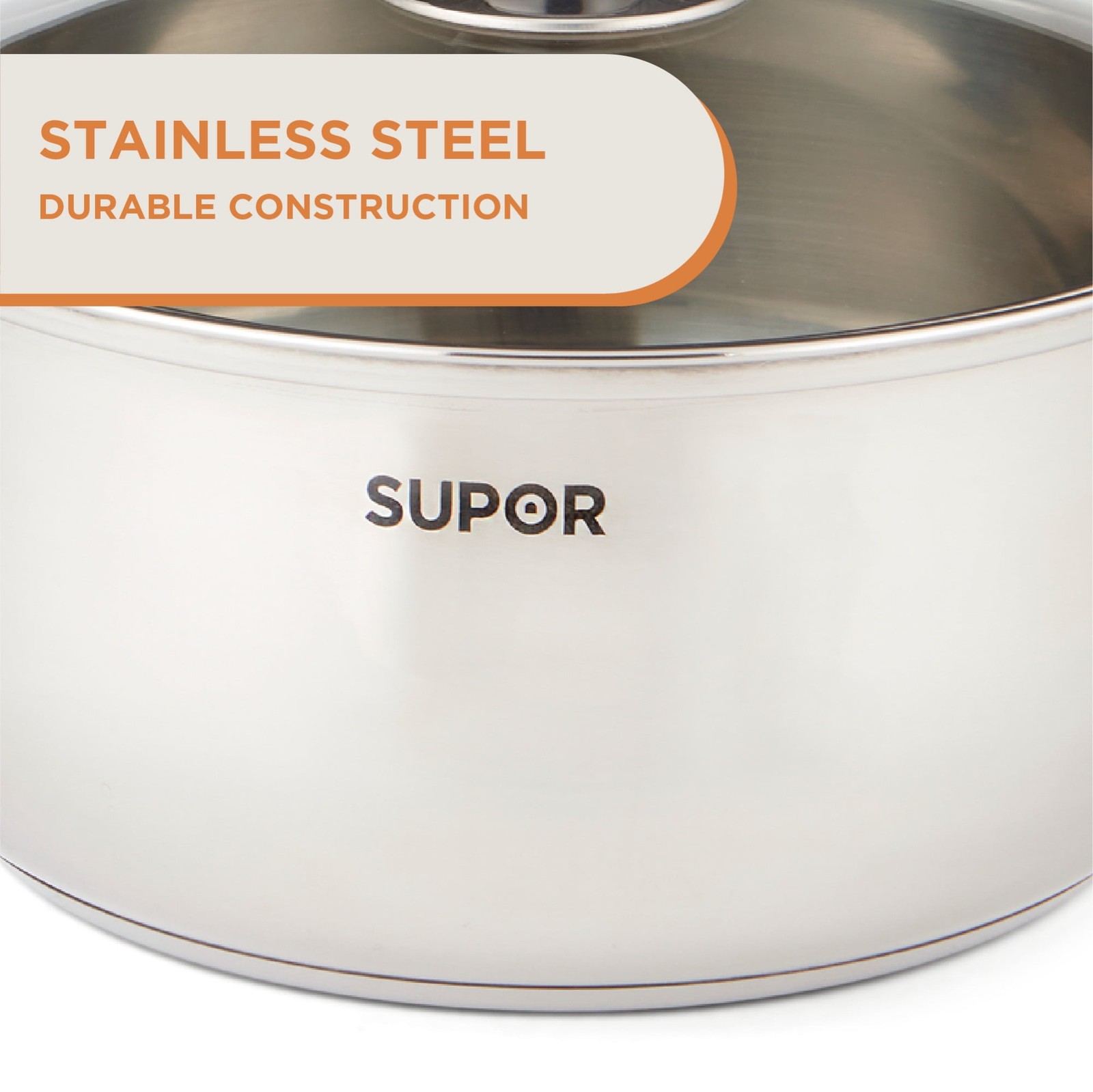 4.3QT Stainless Steel Saucepot with Glass Lid 22cm Saucepan for Soups