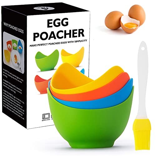 4 Pack Silicone Egg Poacher Cups Nonstick Cooking Molds for Stovetop Air Fryer