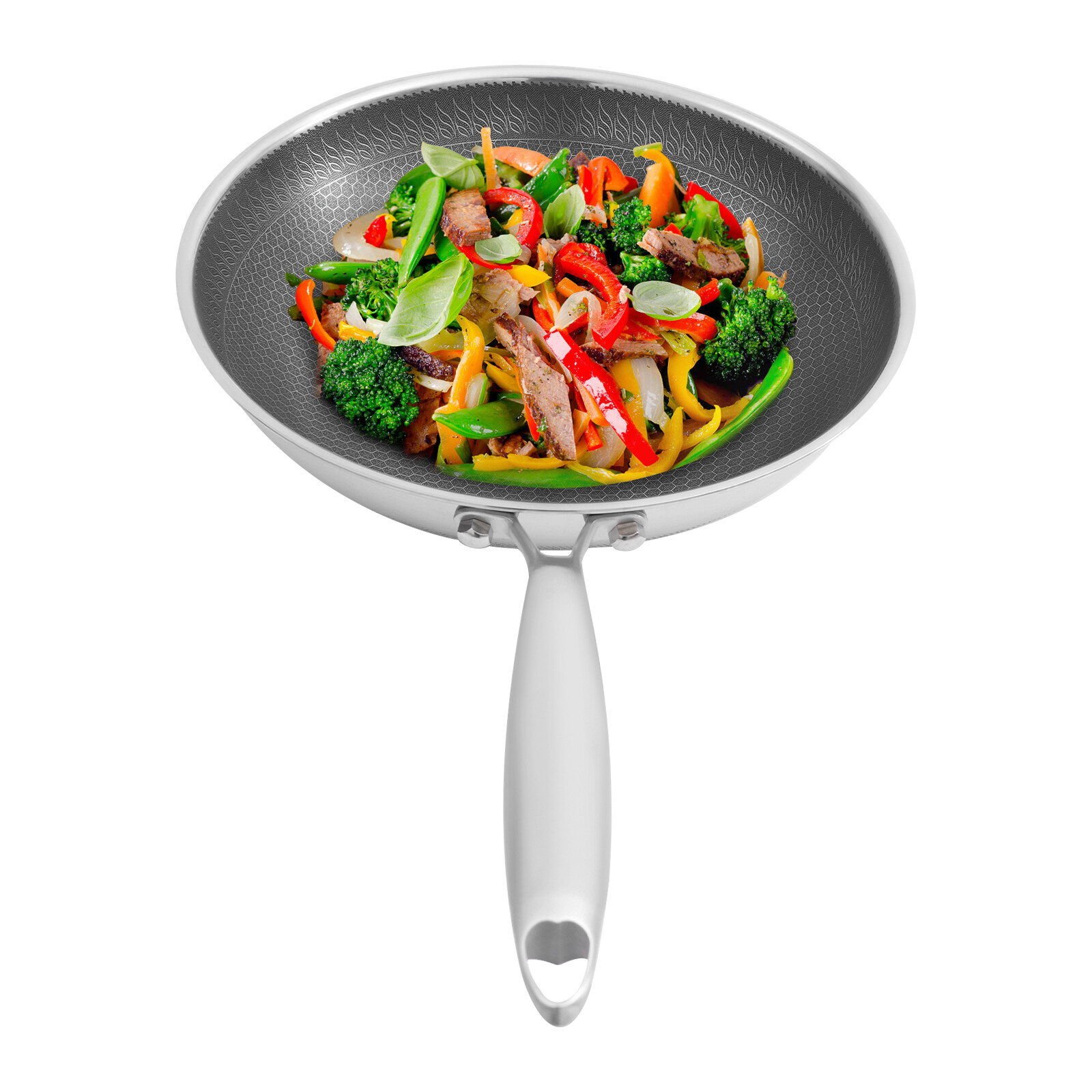 Honeycomb Wok, Stainless Steel Cooking Frying Pan, Stir-fry Pan 32*8.5cm