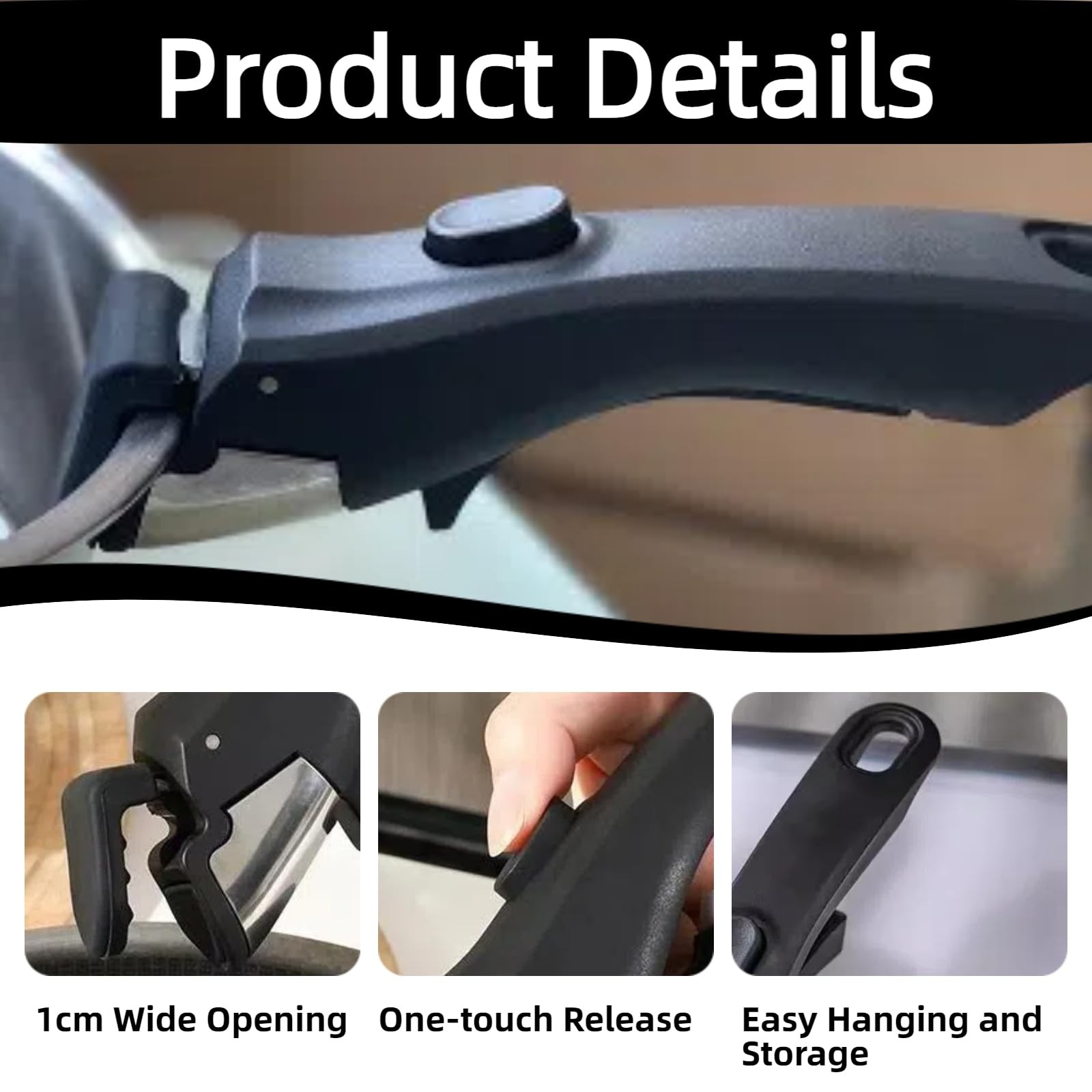 2 PCS Black Removable Detachable Pan Gripper Pot Handle Heat Resistant