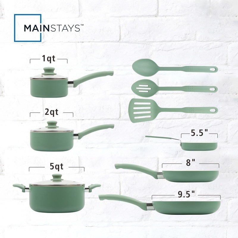 Nonstick Ceramic Cookware Set 12 Pieces Cookware Tools Easy Clean Aluminum New