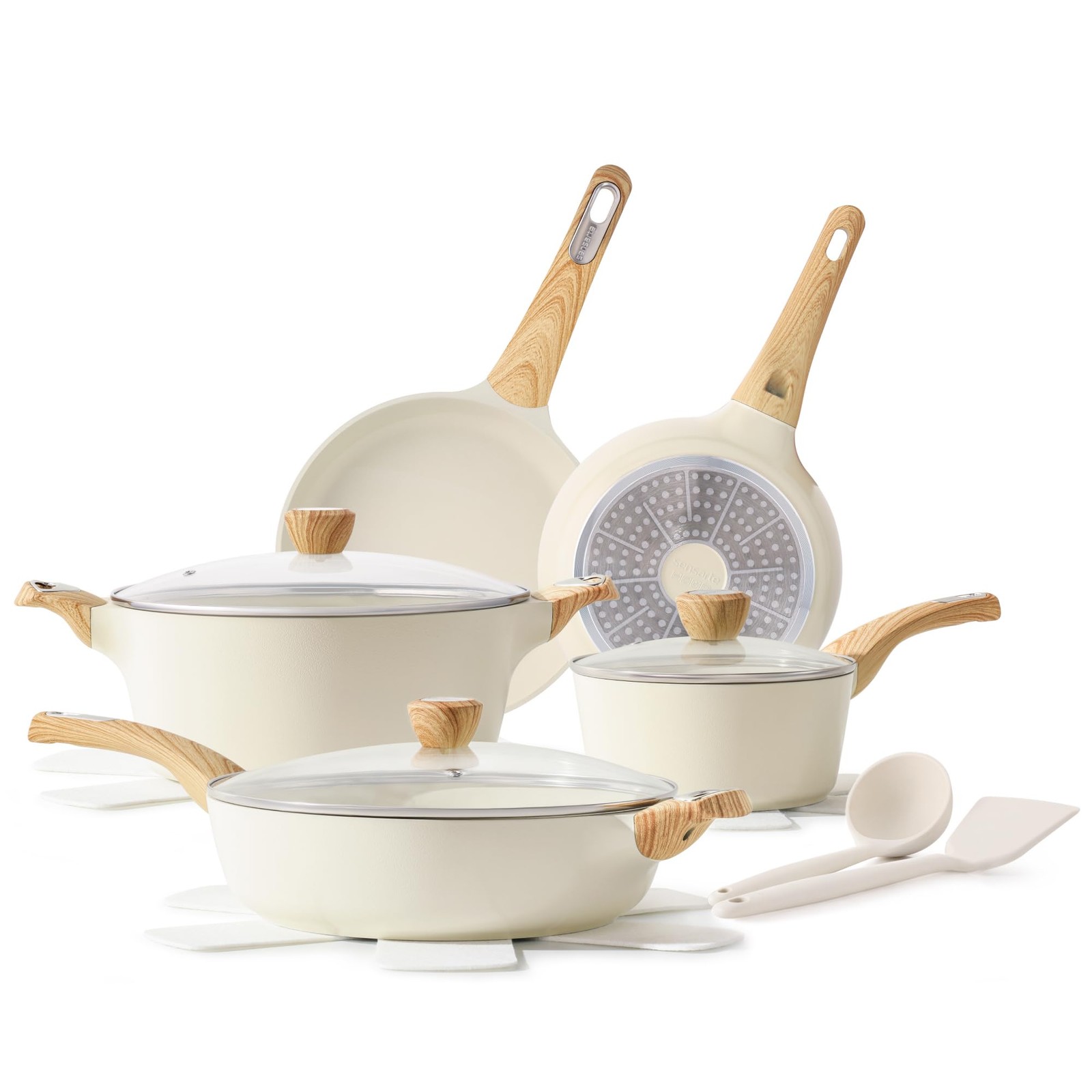 SENSARTE Ceramic Cookware Sets Pots and Pans Set Non stick 14 Piece Induction