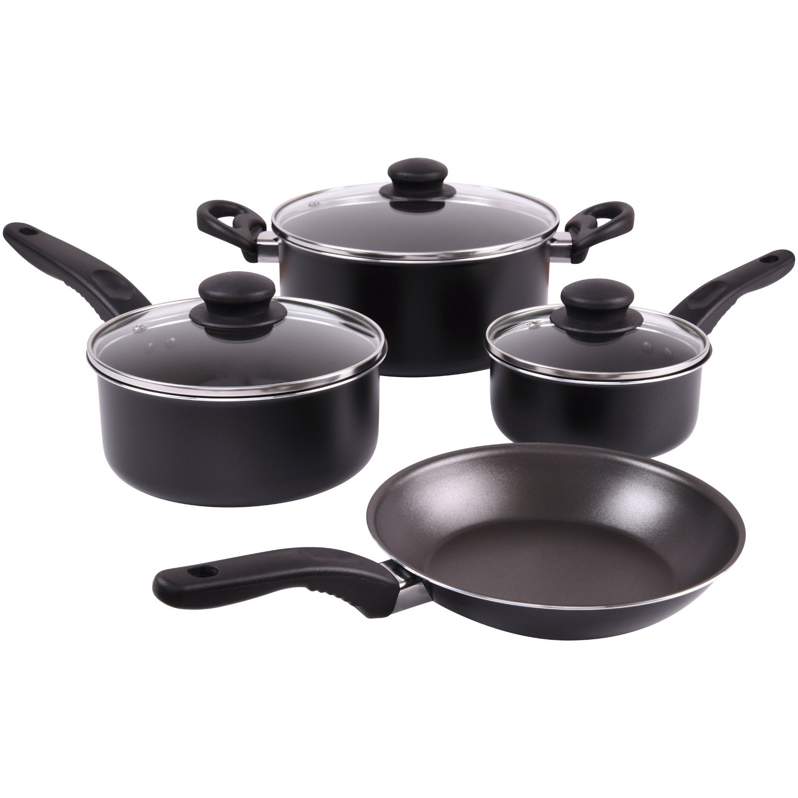 NEW! Mainstays 7 Pc Nonstick Aluminum Cookware Set Black FreeShip No Import Fee!