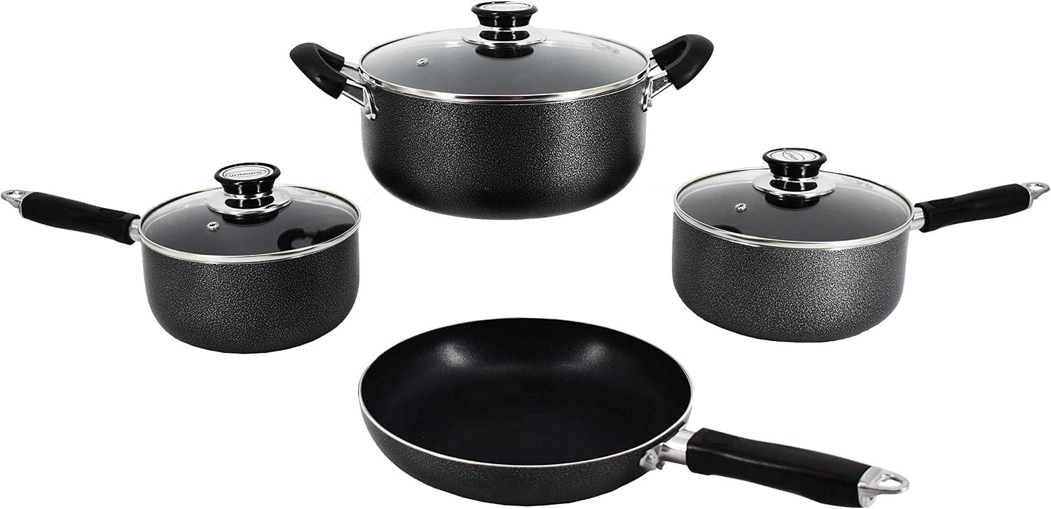 Uniware 7 Pieces Non-Stick Cookware Set with Lids