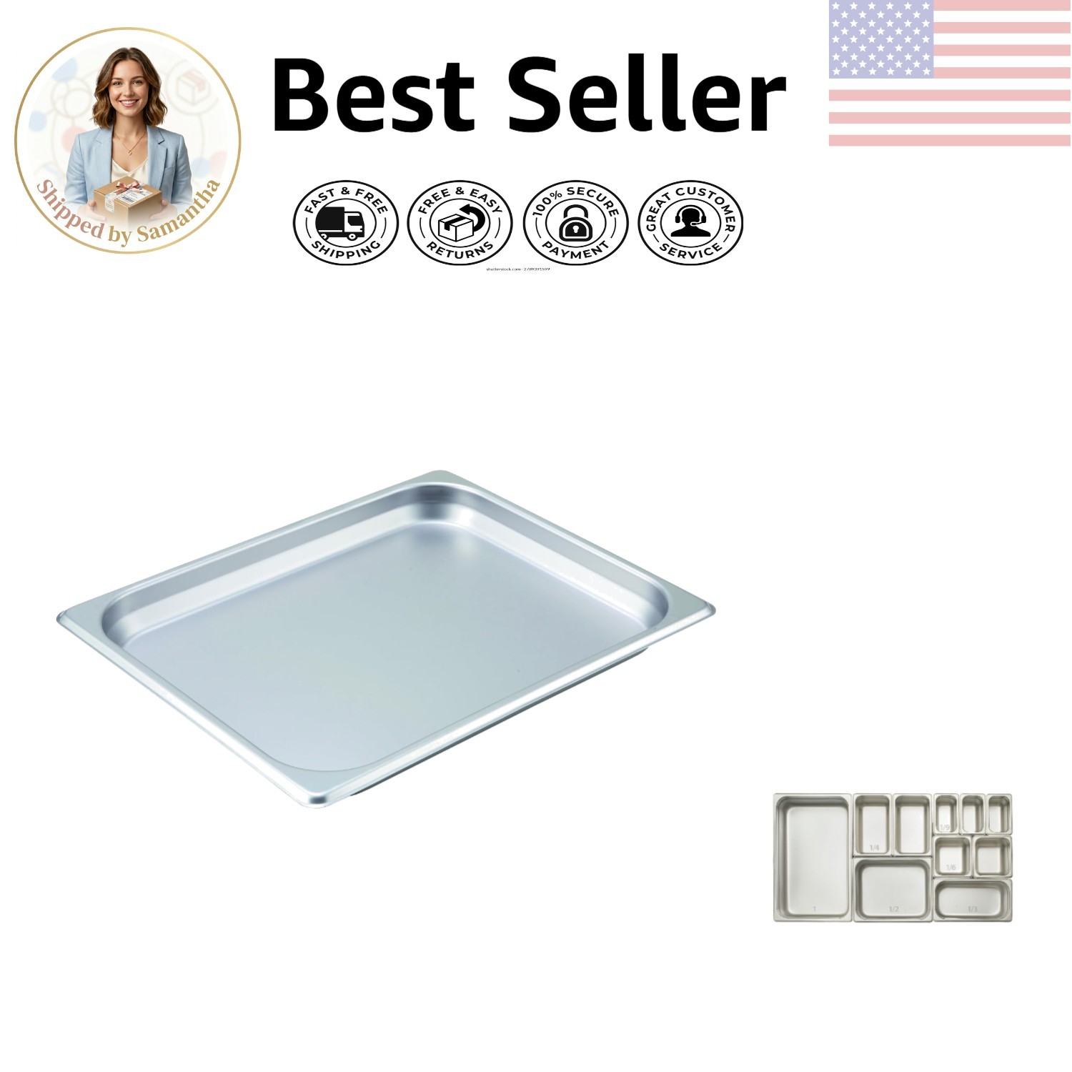 Heavy-Duty NSF Approved 1/2 Size Stainless Steel Food Pan – 1.25″ Deep