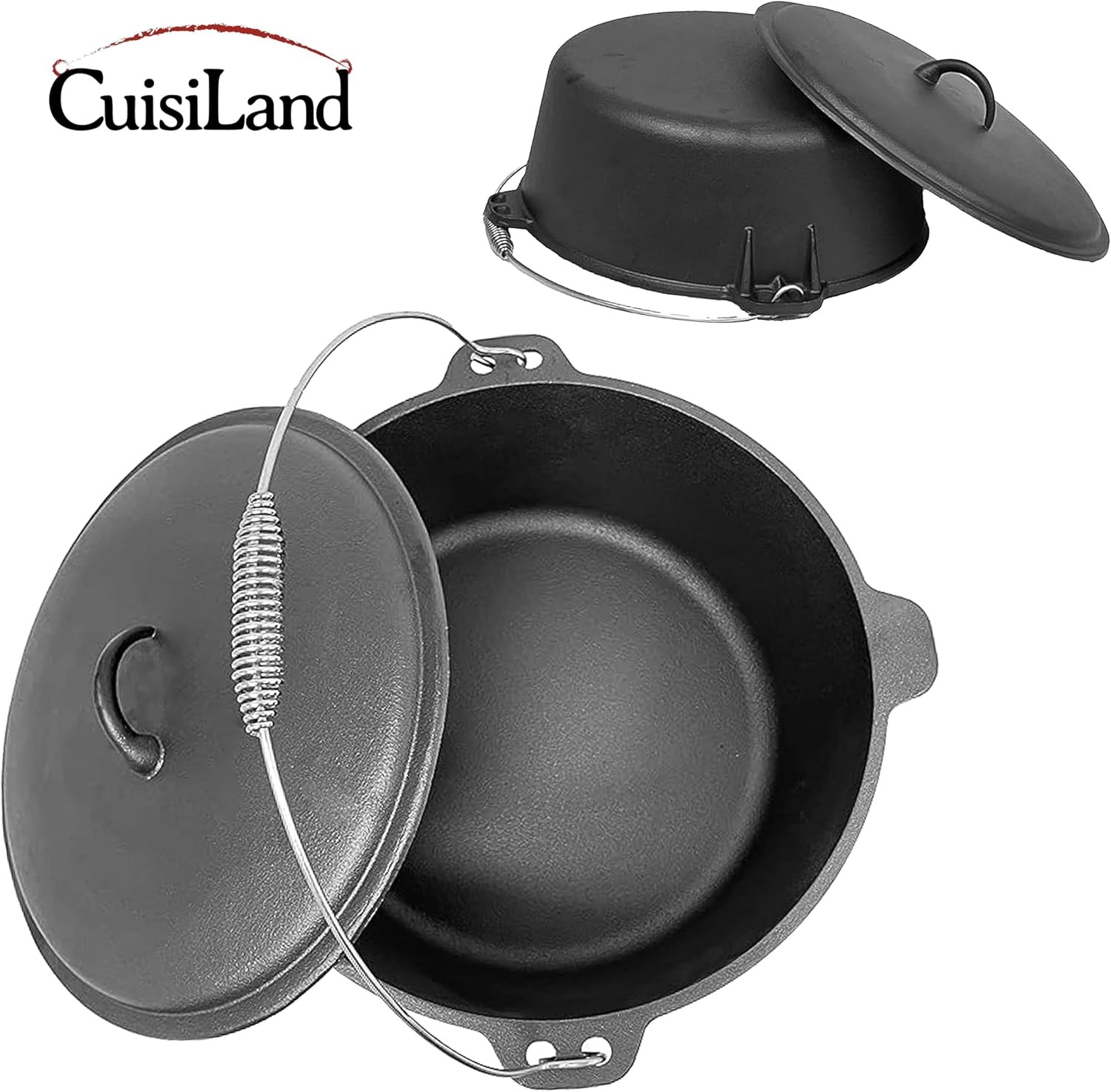 12 Quart Cast Iron Dutch Oven with Dome Lid & Bail Handle