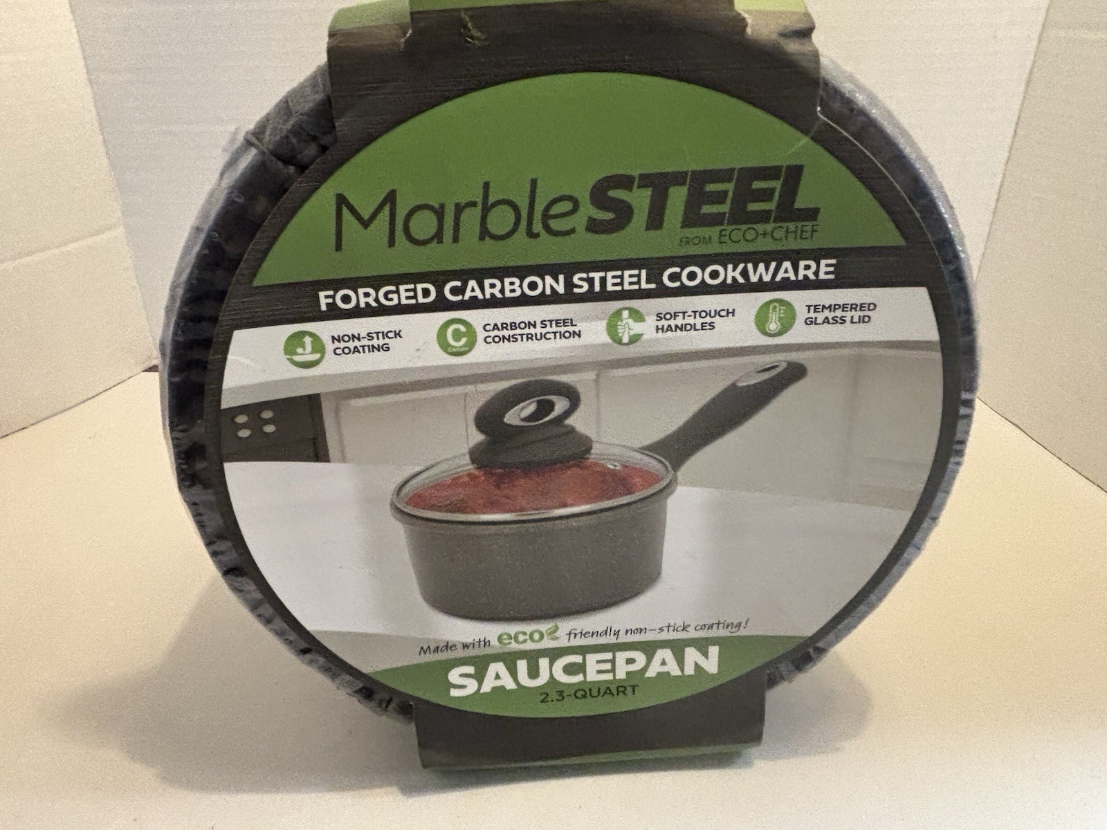 ECO + CHEF 2.3 QUART Sauce Pan Marble Forged Steel Non-Stick Coating NEW