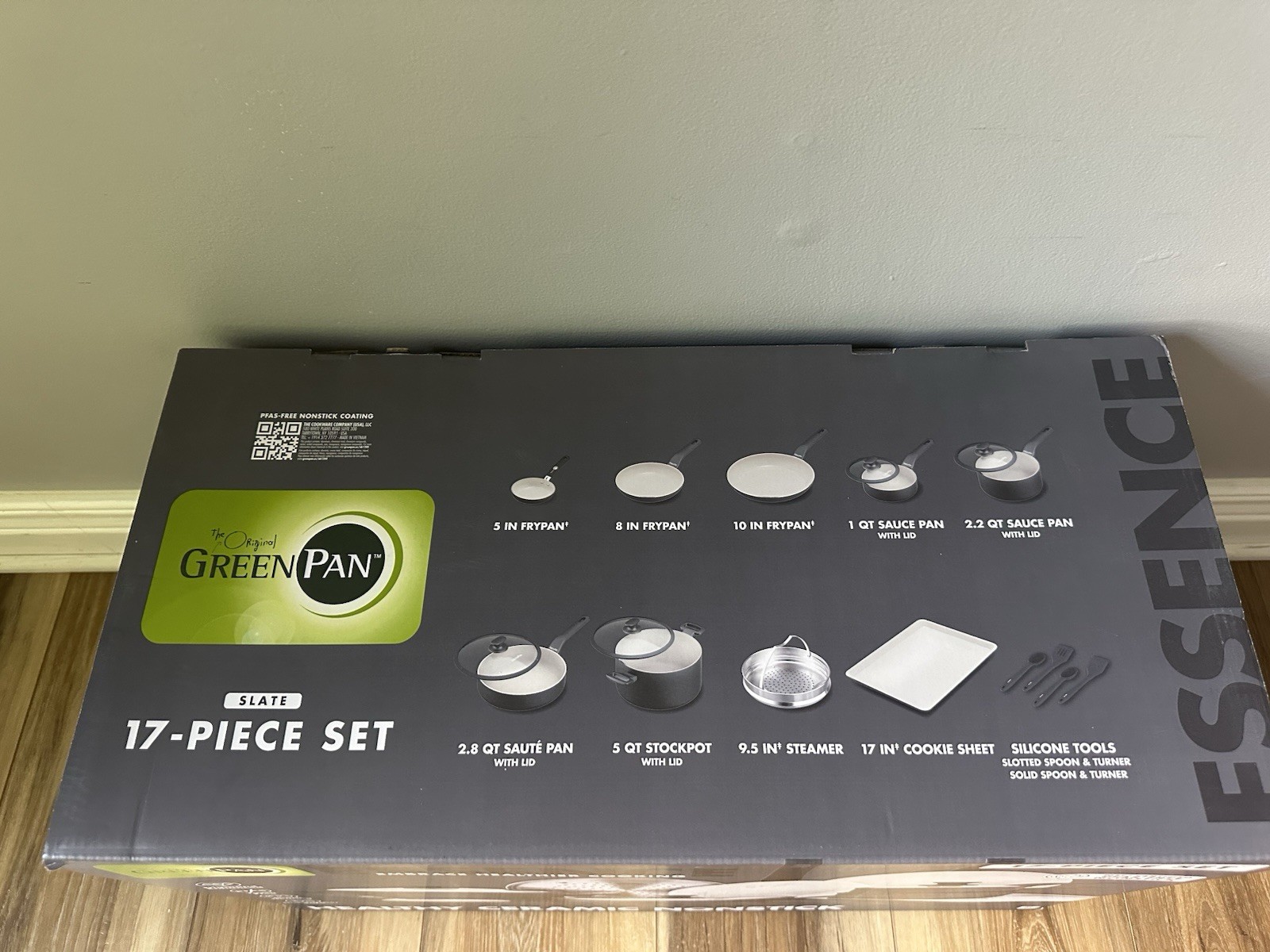GreenPan Essence 17 Piece Cookware Set Non-Toxic Ceramic Nonstick Pots & Pans