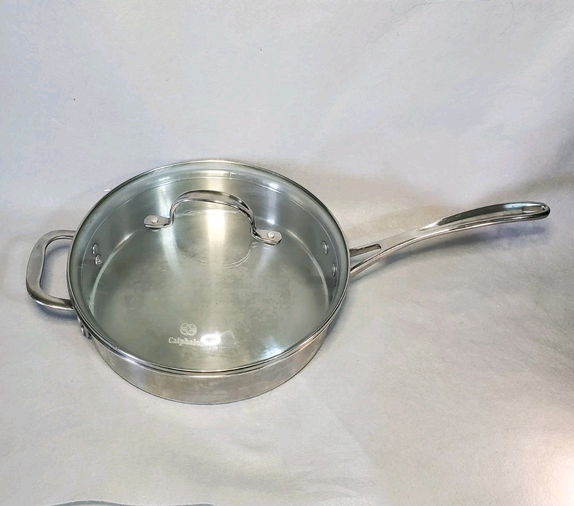 Calphalon 3 QT Quart Stainless Steel Pan Skillet Saute w/Glass Lid #5003 – READ