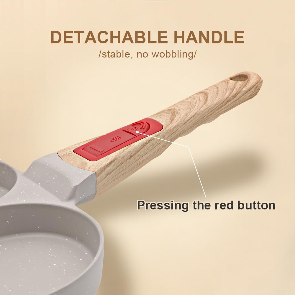Egg Pan Induction, Non Stick 4 Cup Pancake Pan with Detachable Handle Burger …