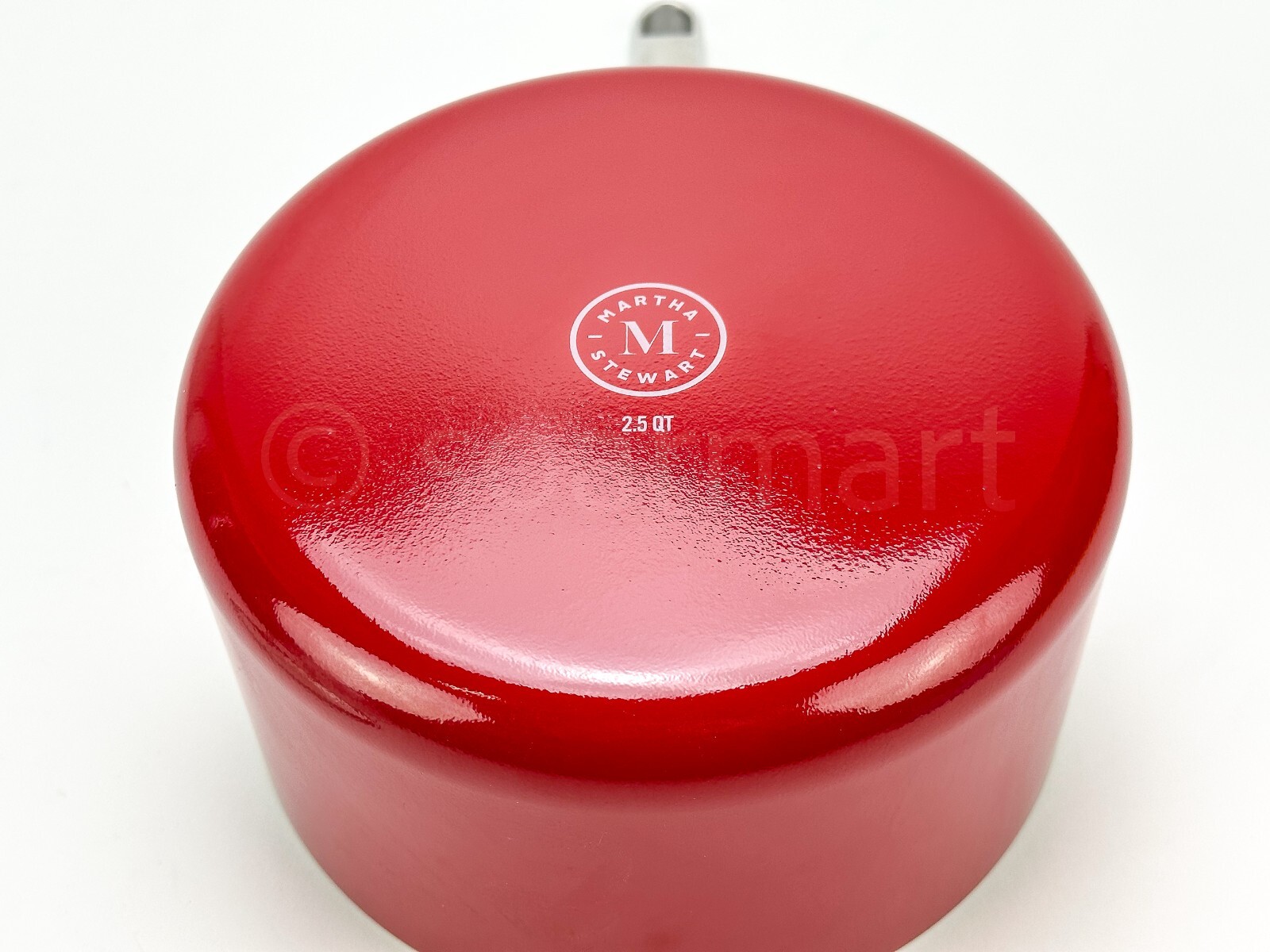 Martha Stewart 2.5-Qt Sauce Pan Hard-Enameled Aluminum Nonstick Cookware Red