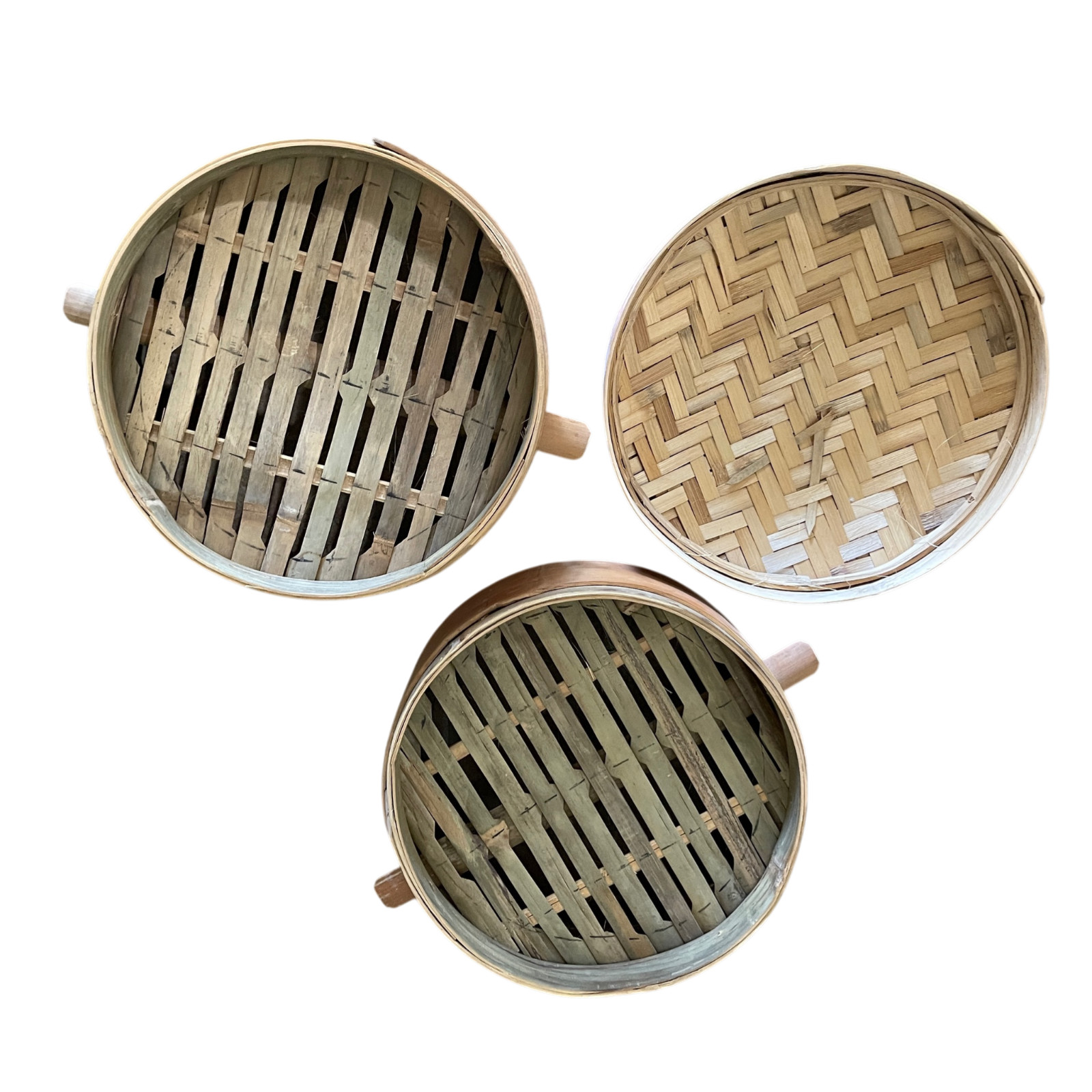 Vintage 3 Tier Bamboo Steamer Basket 13” Round w Lid Asian Kitchen