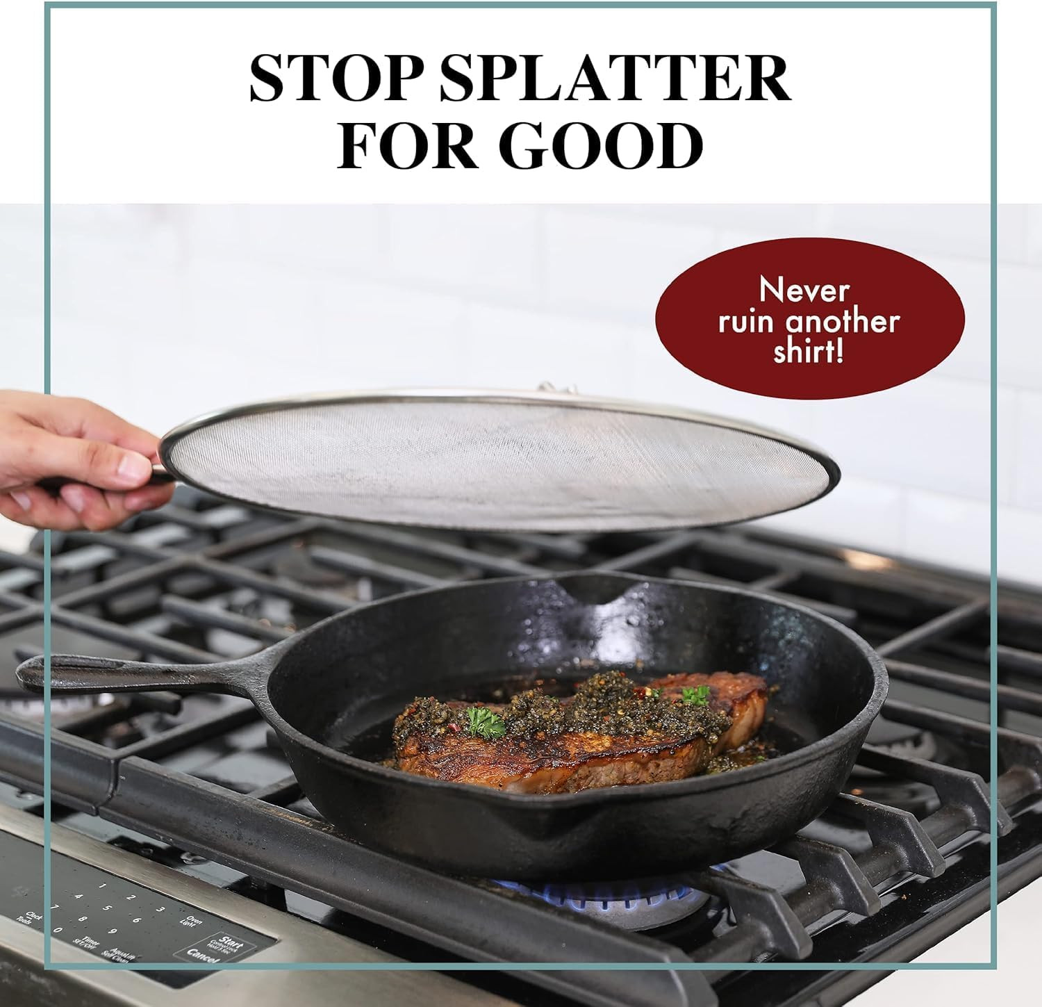 Splatter Screen for Frying Pan – 9.5/11.5/13 Inch Stainless Steel Grease Splatte